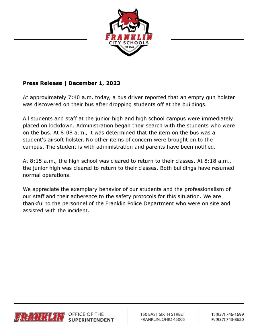 December 1 Press Release